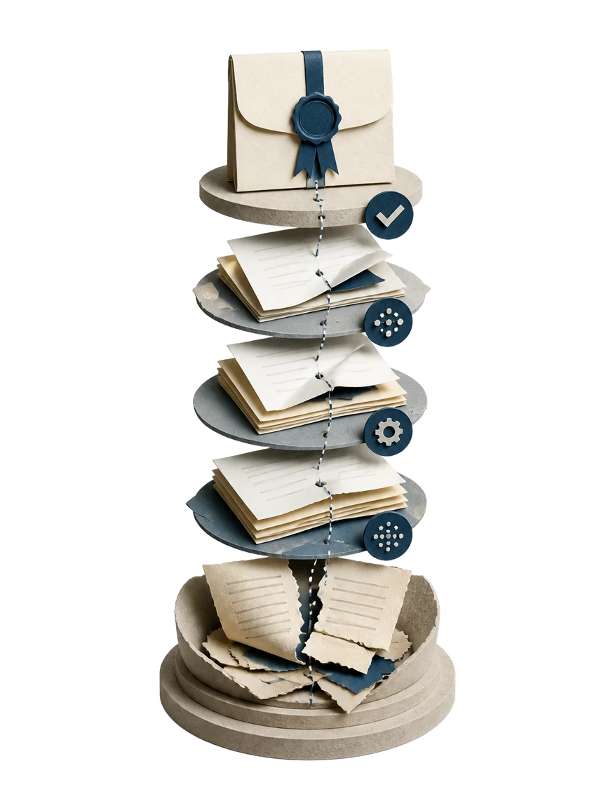 How Waxe generates a NDA, shown as papercraft