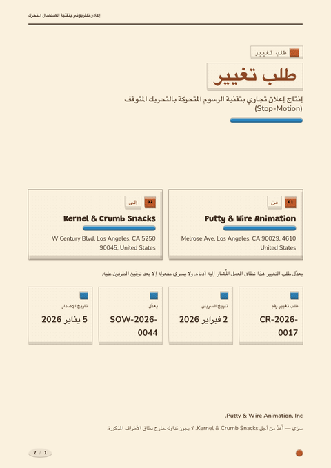 A finished change request rendered in a ثلاثي الأبعاد look