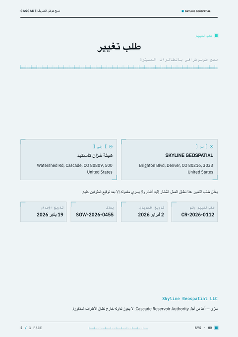 A finished change request rendered in a مستقبلي look