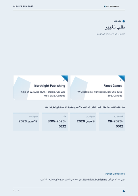 A finished change request rendered in a ثلاثي الأبعاد look