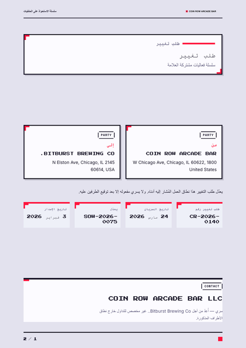 A finished change request rendered in a ألعاب وبوب look
