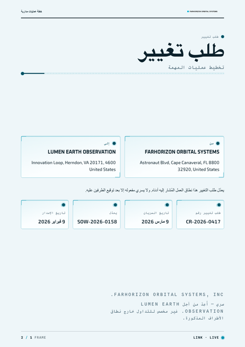 A finished change request rendered in a مستقبلي look