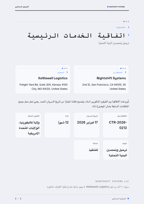 A finished contract rendered in a داكن look