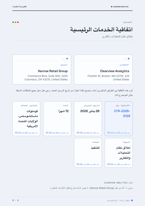 A finished contract rendered in a تقني look