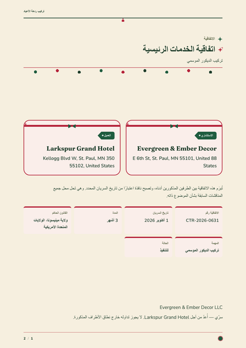 A finished contract rendered in a متنوع look