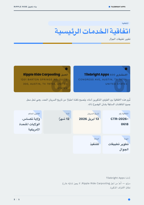 A finished contract rendered in a مسطح وبسيط look