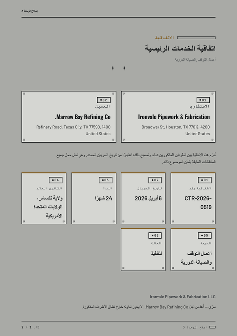 A finished contract rendered in a أسلوب حياة look