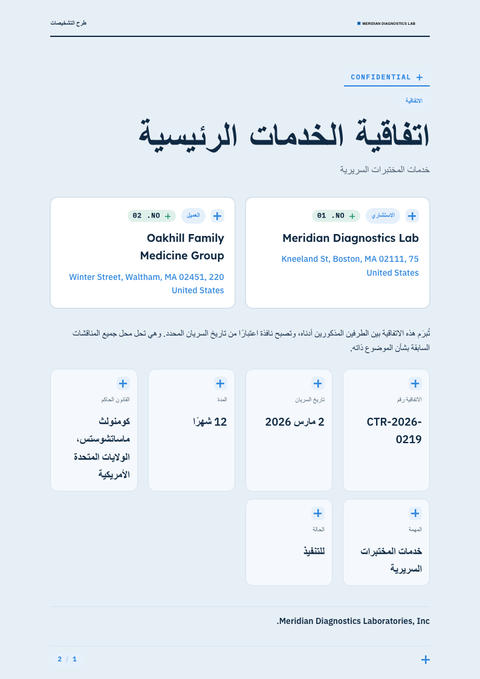 A finished contract rendered in a متنوع look