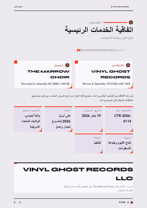 A finished contract rendered in a متنوع look