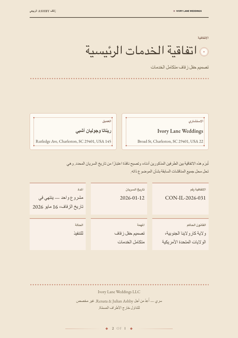 A finished contract rendered in a متنوع look