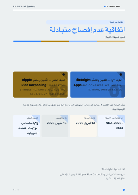 A finished nda rendered in a مسطح وبسيط look