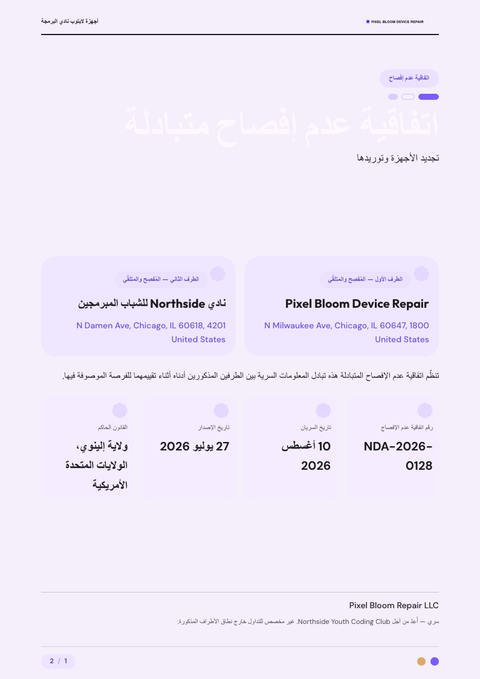A finished nda rendered in a مسطح وبسيط look