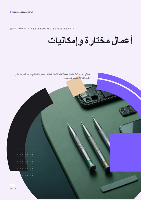 A finished portfolio rendered in a مسطح وبسيط look