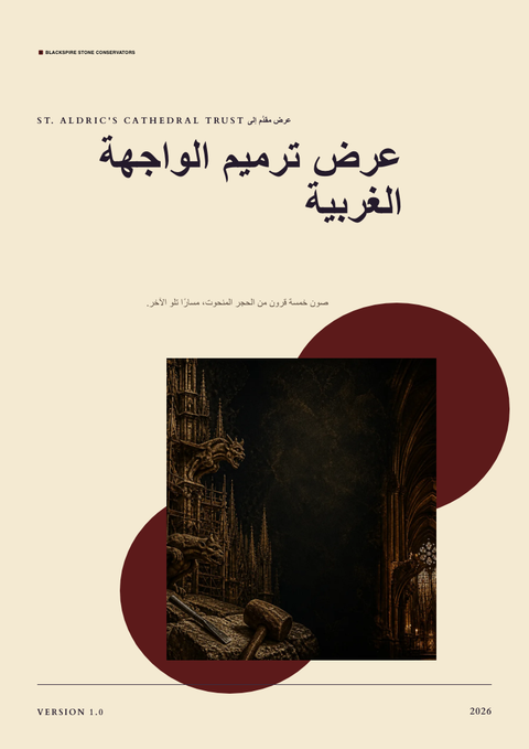 A finished proposal rendered in a داكن look