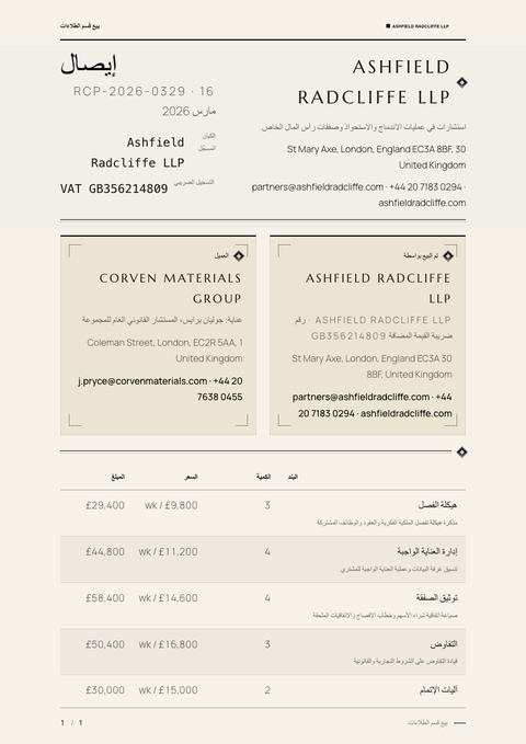 A finished receipt rendered in a فخامة look