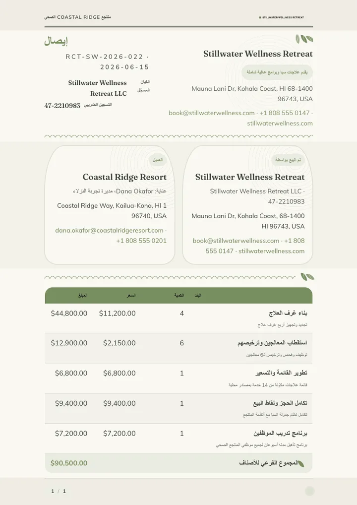 عافية / سبا — مثال كامل من إنشاء Waxe