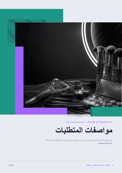 A finished requirements document rendered in a مستقبلي look