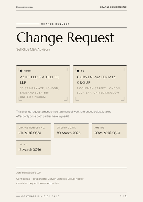 A finished change request rendered in a luxury look