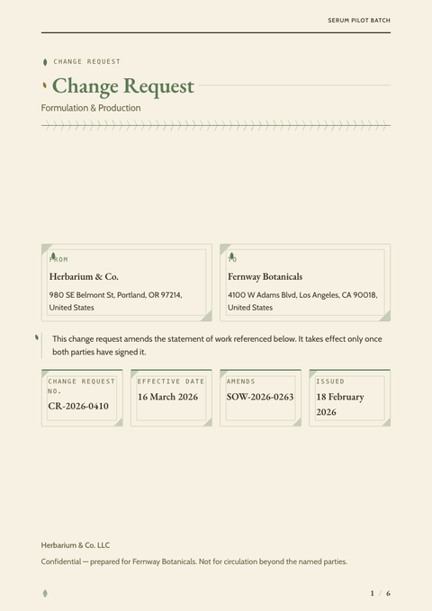 A finished change request rendered in a nature look