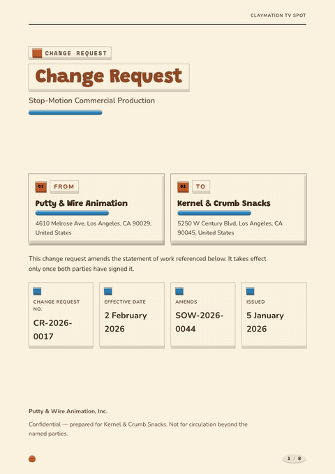 A finished change request rendered in a 3d look