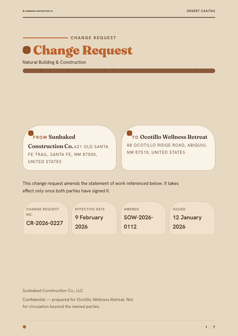 A finished change request rendered in a nature look