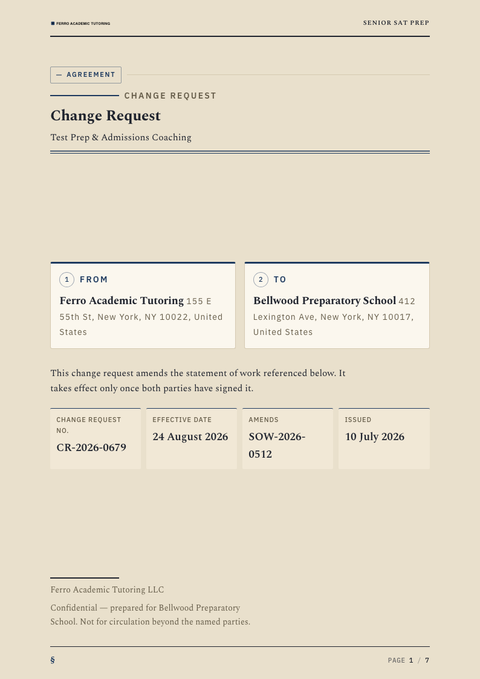 A finished change request rendered in a misc look