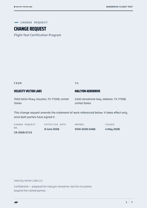 A finished change request rendered in a futuristic look