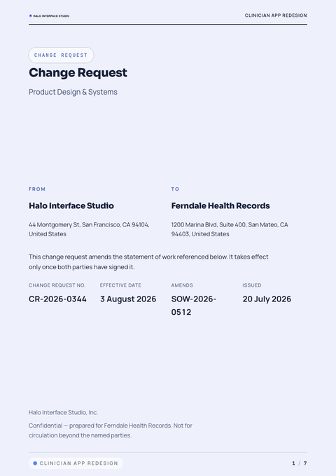 A finished change request rendered in a morphism look