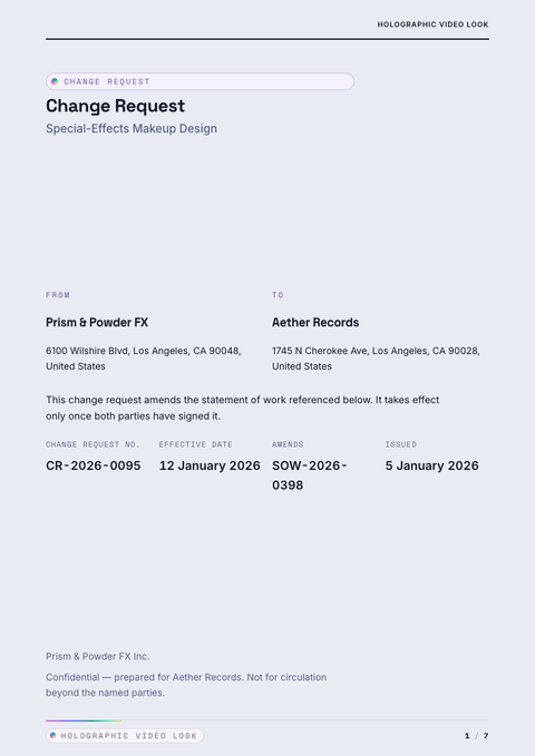 A finished change request rendered in a futuristic look