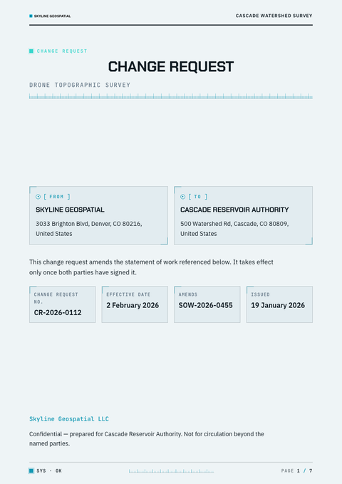 A finished change request rendered in a futuristic look