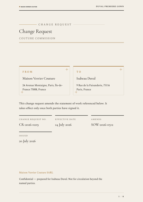 A finished change request rendered in a lifestyle look