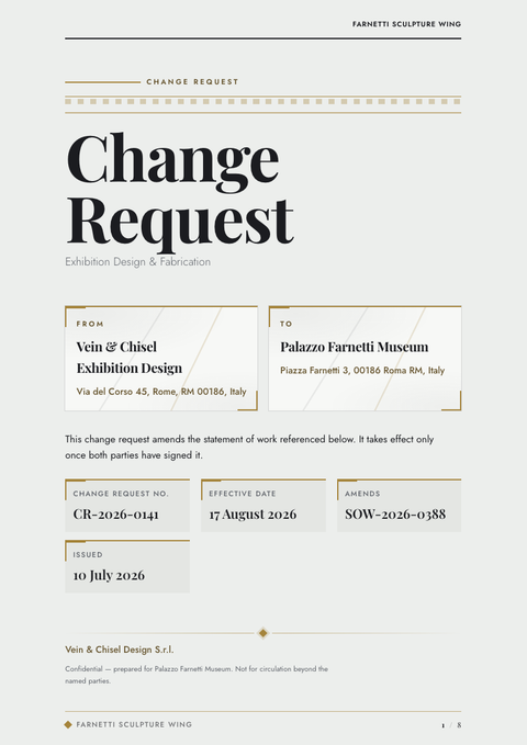A finished change request rendered in a luxury look