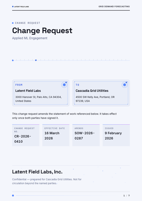 A finished change request rendered in a motion look