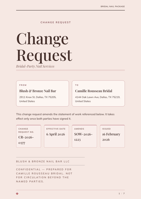A finished change request rendered in a luxury look