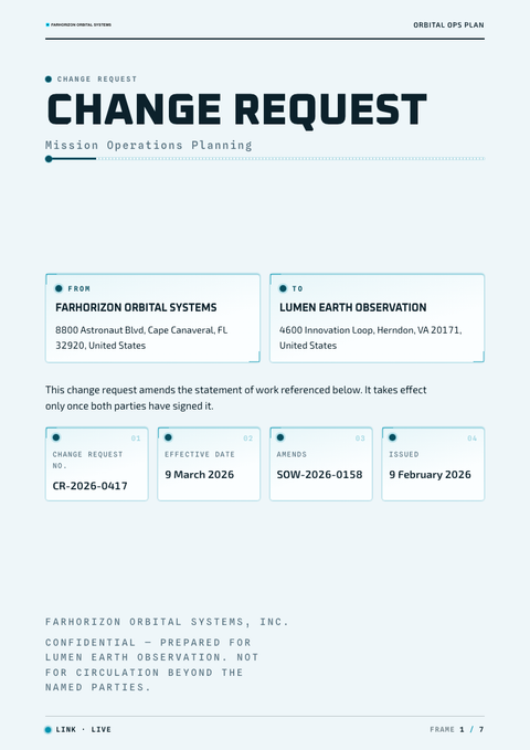 A finished change request rendered in a futuristic look