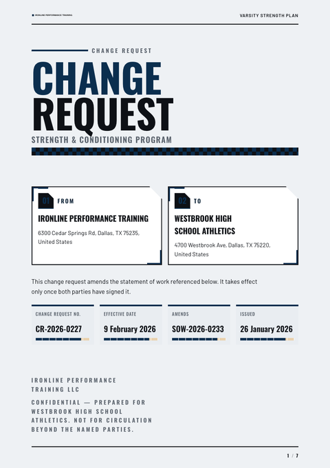 A finished change request rendered in a misc look
