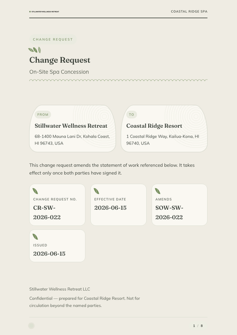 A finished change request rendered in a lifestyle look
