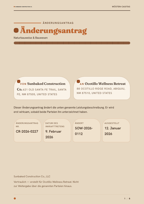 A finished change request rendered in a natur look