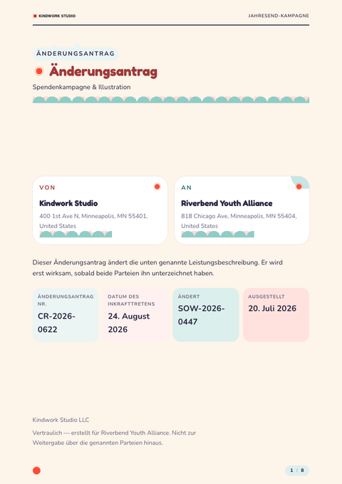 A finished change request rendered in a illustriert look