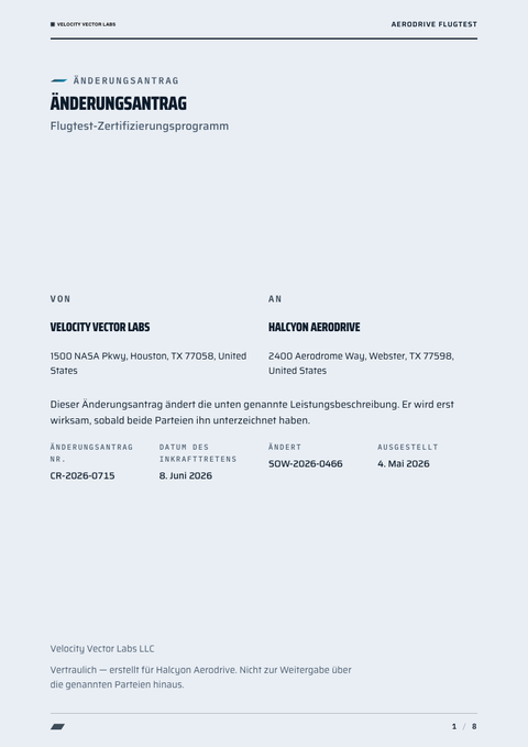 A finished change request rendered in a futuristisch look