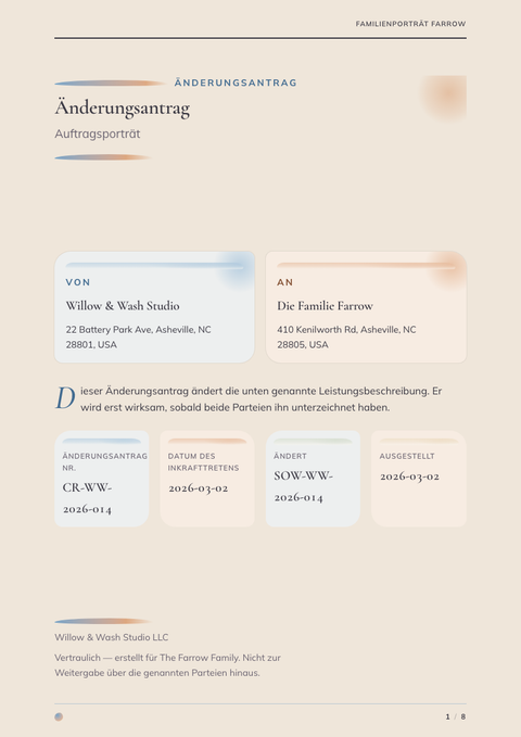 A finished change request rendered in a illustriert look