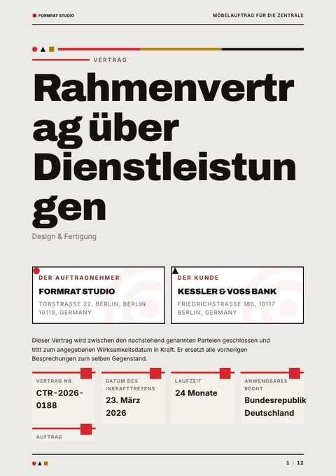 A finished contract rendered in a retro look