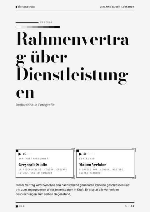A finished contract rendered in a farbe look