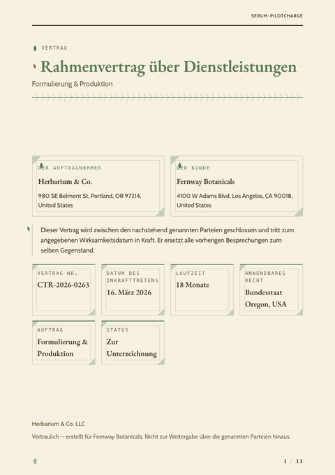 A finished contract rendered in a natur look