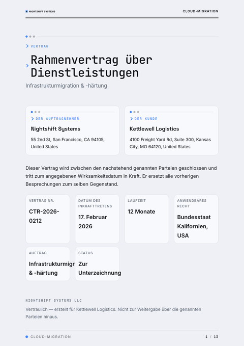 A finished contract rendered in a dunkel look