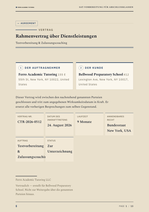 A finished contract rendered in a sonstiges look
