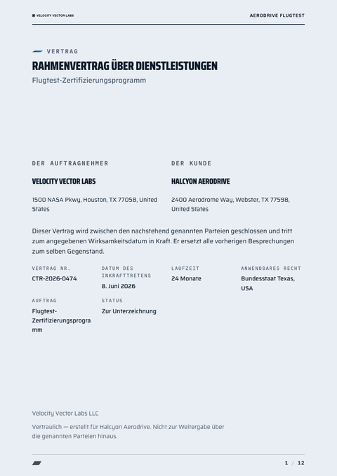 A finished contract rendered in a futuristisch look