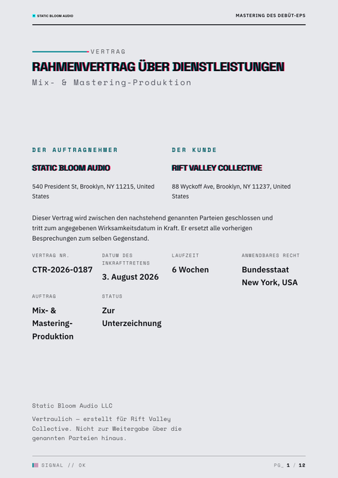 A finished contract rendered in a brutalistisch look