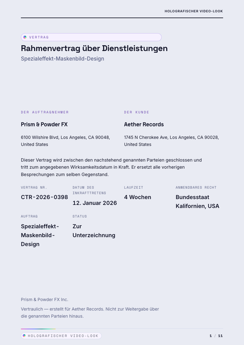 A finished contract rendered in a futuristisch look