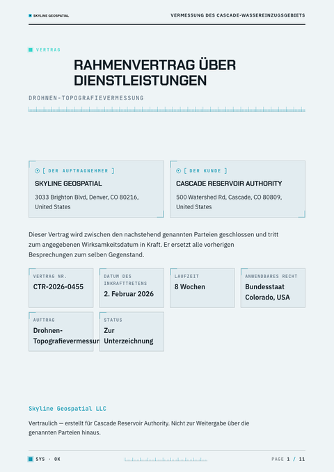 A finished contract rendered in a futuristisch look